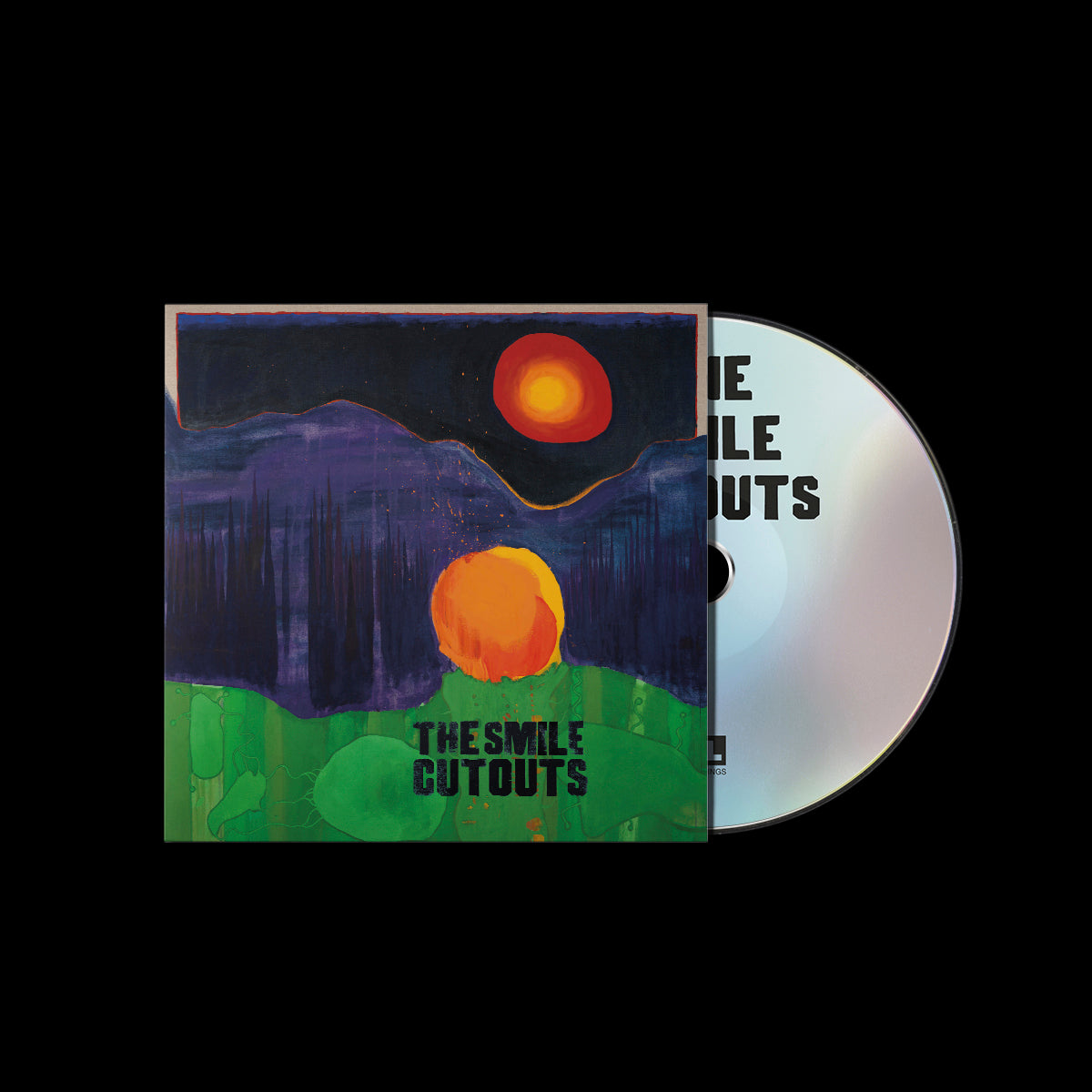 CD case for "The Smile - Cutouts" with abstract landscape art.