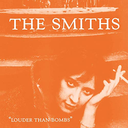 The Smiths album cover, “Louder Than Bombs,” featuring a man’s face.