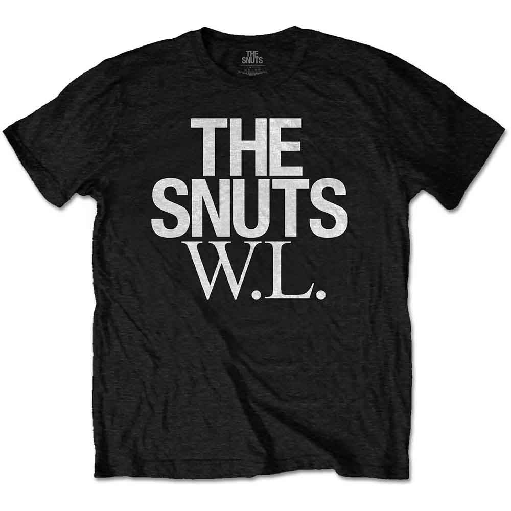 Black t-shirt with white text reading "THE SNUTS W.L." logo.