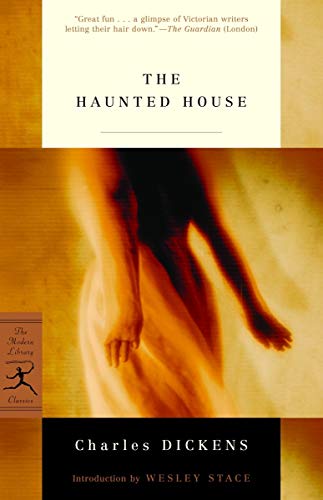 Book cover for "The Haunted House" by Charles Dickens, featuring a ghostly figure.