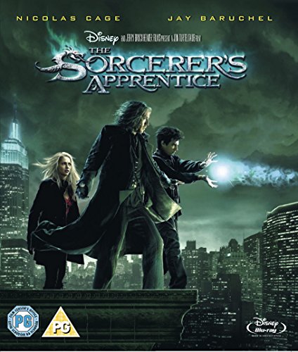 Blu-ray cover for The Sorcerer's Apprentice featuring three characters against a dark city skyline.