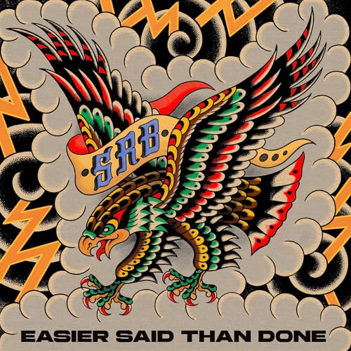 Album cover: eagle tattoo design with lightning bolts and band initials "SRB".