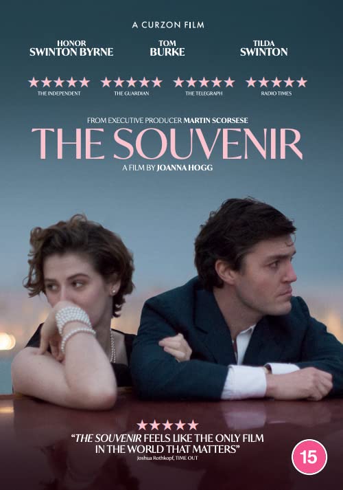 Movie poster for "The Souvenir" featuring Tilda Swinton and Tom Burke.