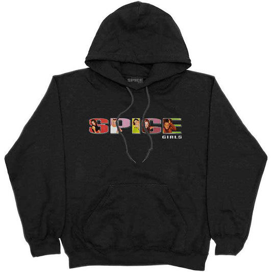 Grey hoodie with large Spice Girls logo centered on the chest.