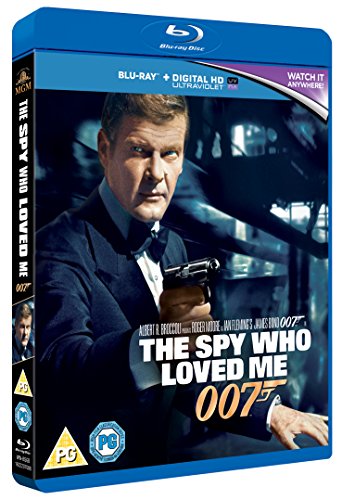 Blu-ray cover for "The Spy Who Loved Me" featuring Roger Moore as James Bond.