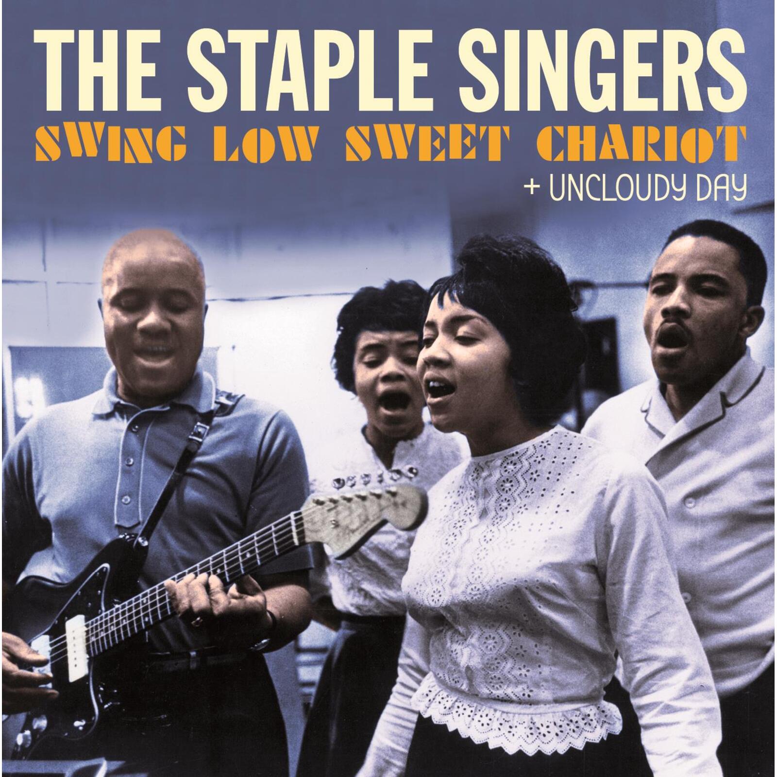 The Staple Singers quartet performing, album cover with blue and white text.