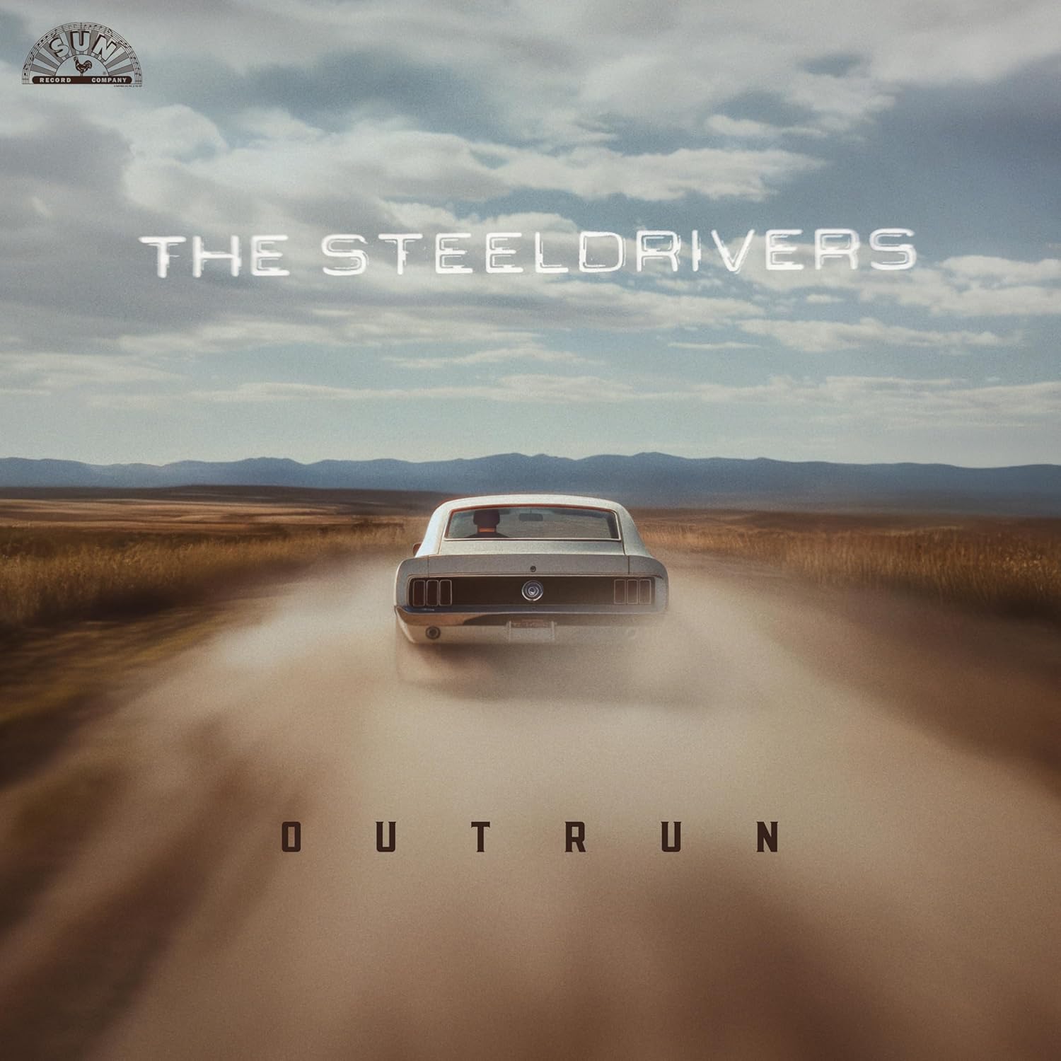 CD cover for The Steeldrivers’ “Outrun” featuring a car on a dirt road.