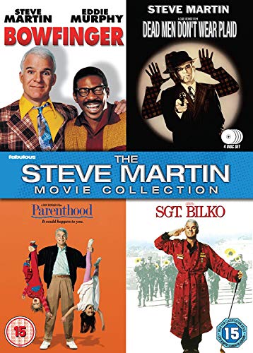 DVD cover art featuring four Steve Martin films: Bowfinger, Dead Men Don't Wear Plaid, Parenthood, Sgt. Bilko.