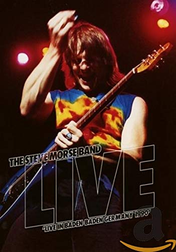 Steve Morse playing guitar live on stage, DVD cover art.