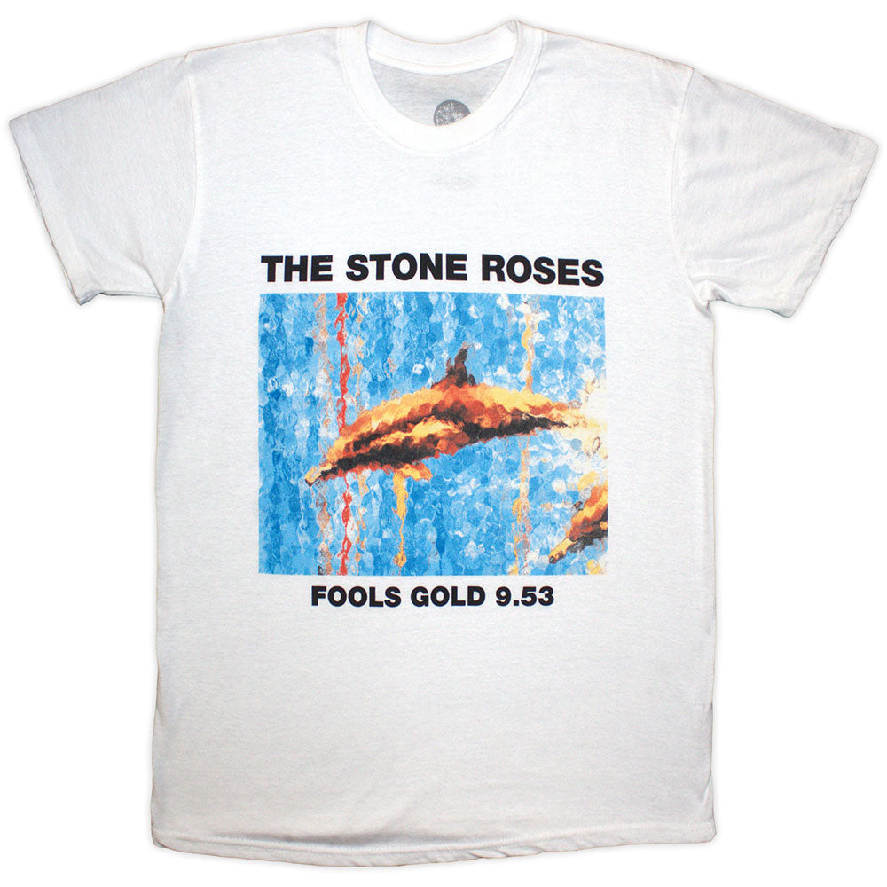 White t-shirt with "Fools Gold" and The Stone Roses branding, size XX-Large.