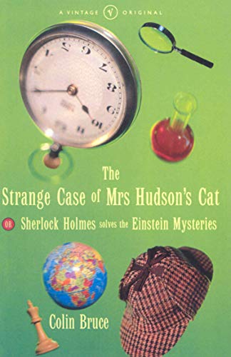 Book cover with clock, magnifying glass, globe, and detective hat.