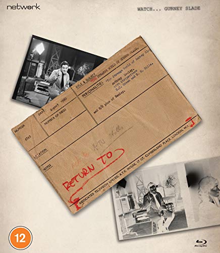 Blu-ray cover for "The Strange World of Gurney Slade" with vintage paperwork.