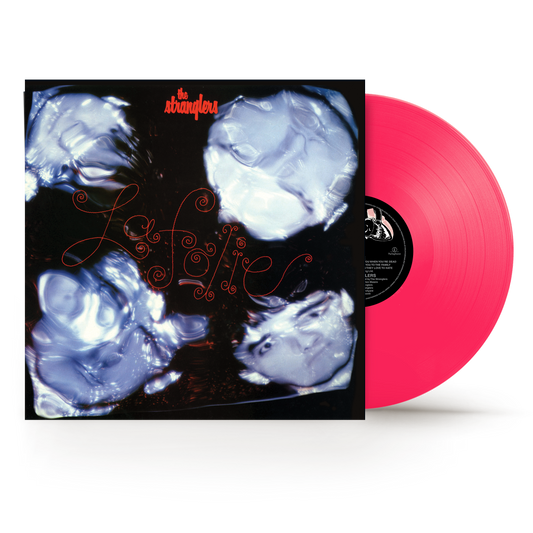The Stranglers “La Folie” vinyl record with red cover and swirling design.
