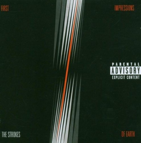 The Strokes’ “First Impressions of Earth” CD cover, black and red design.