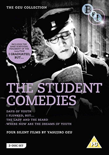 DVD cover for “The Student Comedies” featuring a man in academic dress.