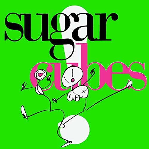 The Sugarcubes" album cover with cartoon figures on a green background.