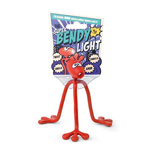 Red, flexible plastic light with googly eyes on a blister card.