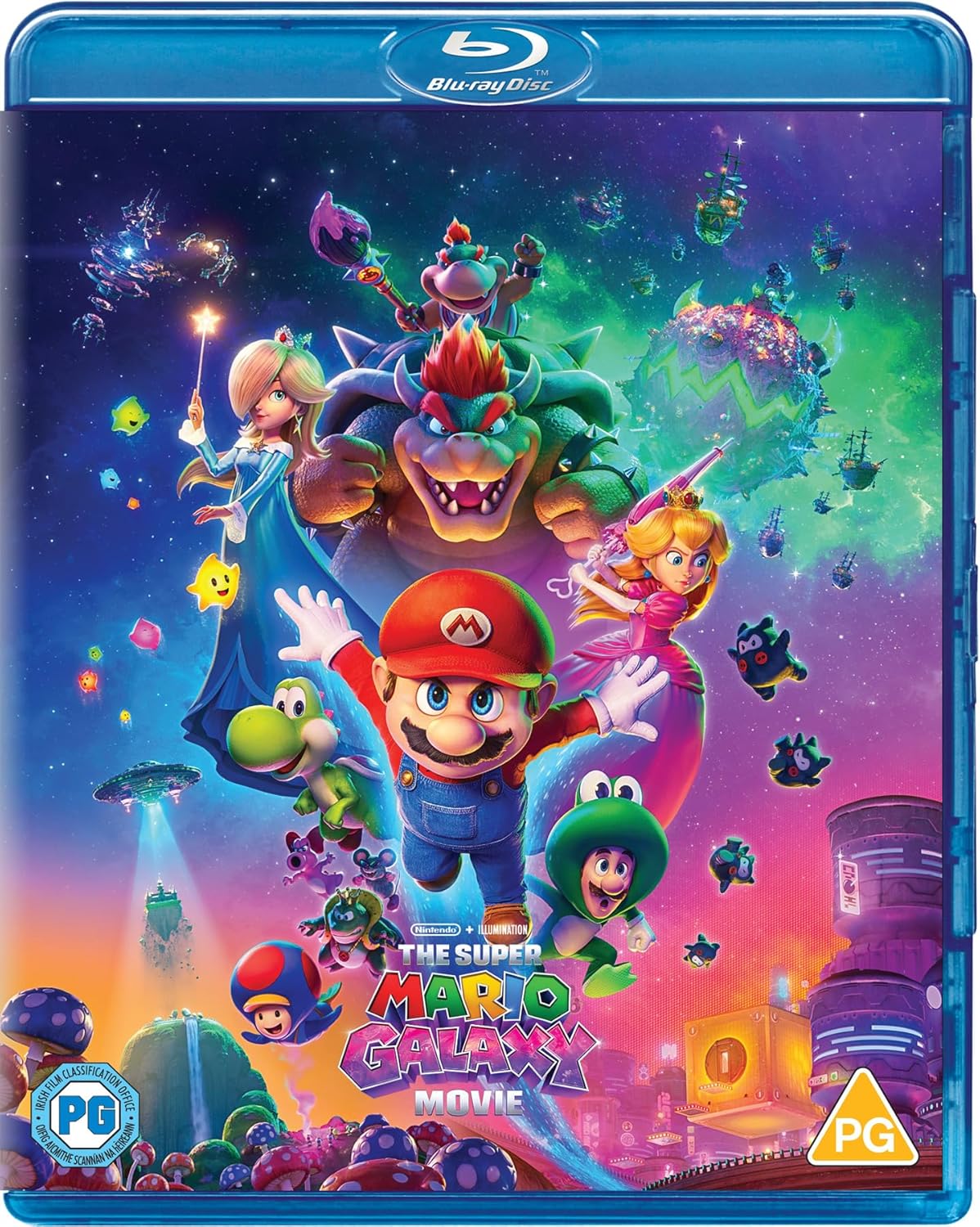 Blu-ray cover featuring Mario and other characters in a galactic scene.