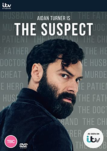 DVD cover for “The Suspect” featuring actor Aidan Turner’s portrait.
