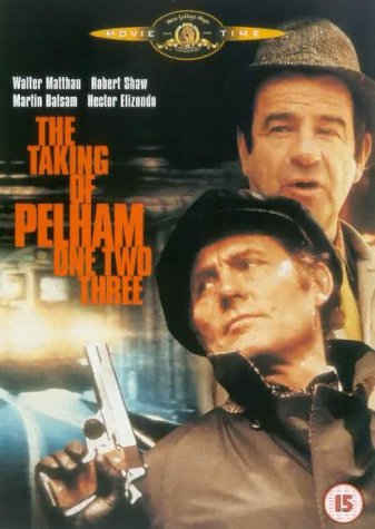 DVD cover for "The Taking of Pelham One Two Three" featuring two men and a gun.