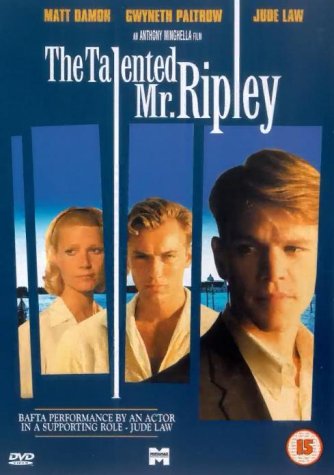 DVD cover for "The Talented Mr. Ripley" featuring Matt Damon, Gwyneth Paltrow, and Jude Law.