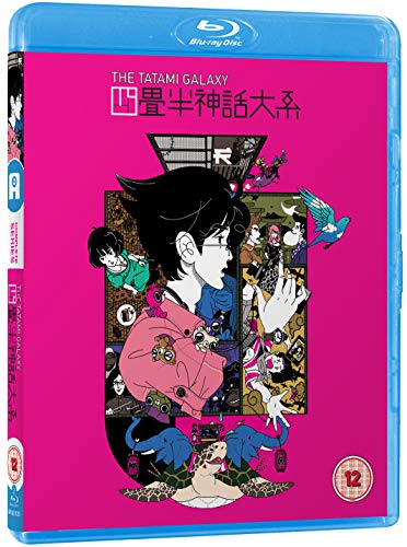 Blu-ray case for “The Tatami Galaxy” with anime illustration and pink background.