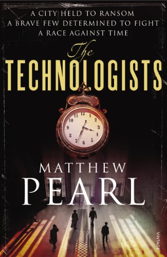 Book cover: "The Technologists" with a clock and figures walking down a street.