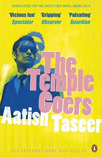 Book cover: "The Templegoers" by Aatish Taseer, featuring a man in sunglasses.