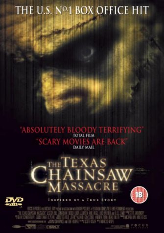 DVD cover for "The Texas Chainsaw Massacre" horror film, distressed imagery.
