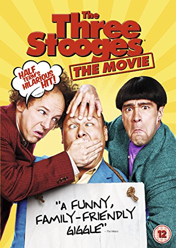 DVD cover for "The Three Stooges" movie featuring the three actors.