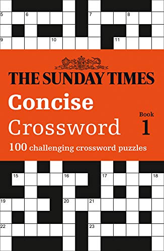 Cover of "The Sunday Times Concise Crossword Book 1" with grid examples.