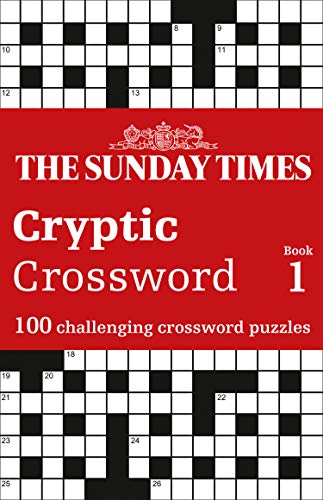 Book cover for The Sunday Times Cryptic Crossword Book 1 with crossword grid background.