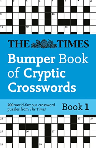 Book cover with crossword grid, blue background, and white text.