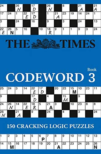 Cover of "The Times Codeword 3" puzzle book with grid examples.