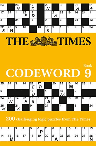 Yellow cover of "The Times Codeword 9" puzzle book with grid examples.