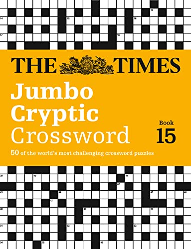 Cover of “The Times Jumbo Cryptic Crossword Book 15” with grid puzzles.