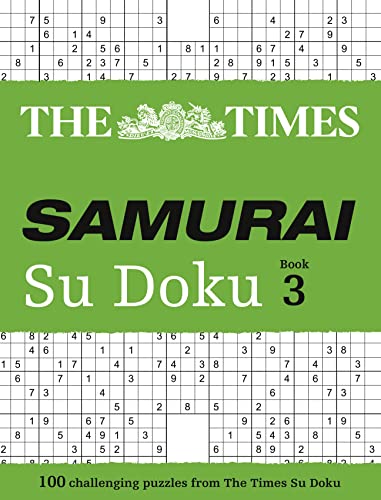Green book cover with “Samurai Su Doku 3” title and puzzle grid examples.