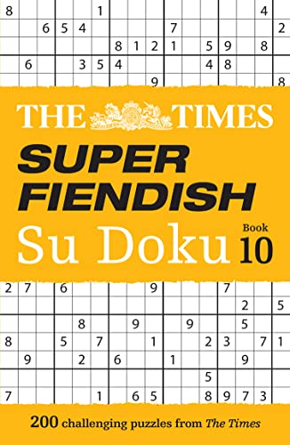 Cover of "The Times Super Fiendish Su Doku Book 10" with puzzles.