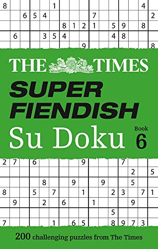 Book cover for The Times Super Fiendish Su Doku Book 6 with puzzle grids.