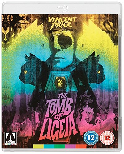 Blu-ray cover art for The Tomb of Ligeia featuring Vincent Price and black cats.