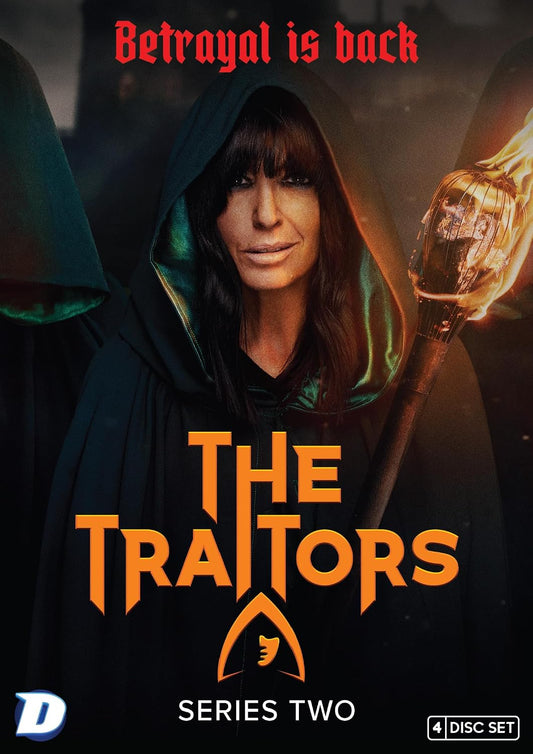 DVD cover for “The Traitors: Series 2” featuring a cloaked figure.