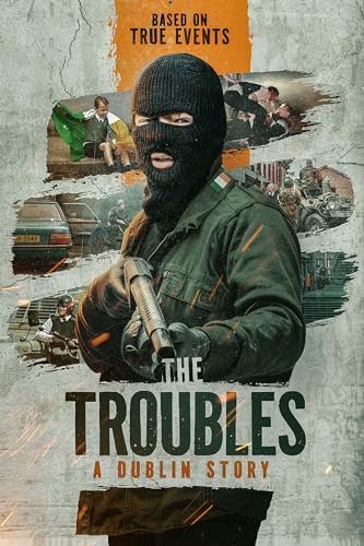 DVD cover for "The Troubles," featuring a masked man with a shotgun.