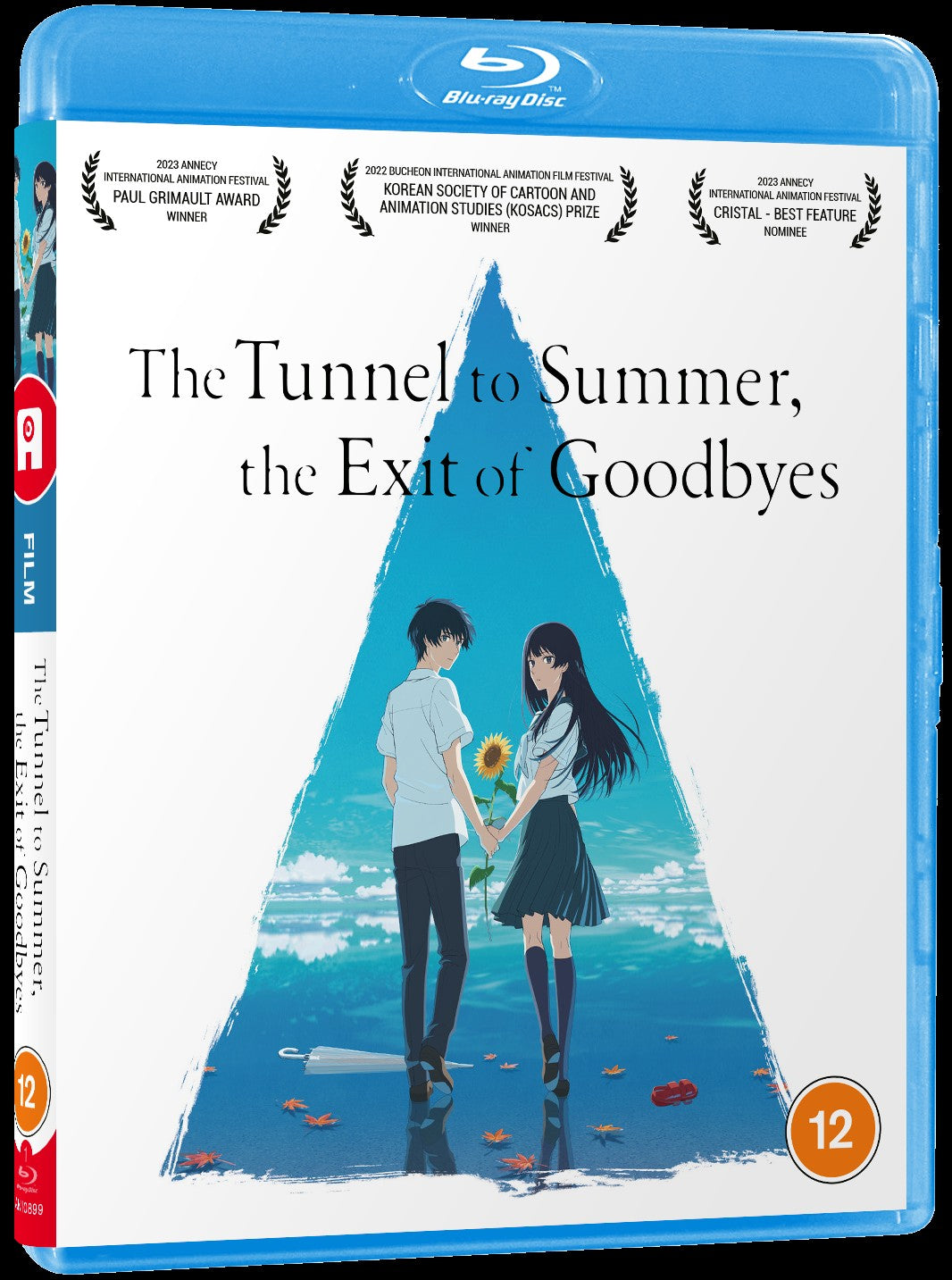 Blu-ray cover for “The Tunnel to Summer” featuring a couple and sunflowers.