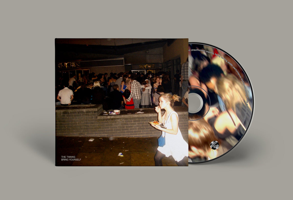CD case and disc for The Twang’s “Bring Yourself” album, blurry crowd scene.