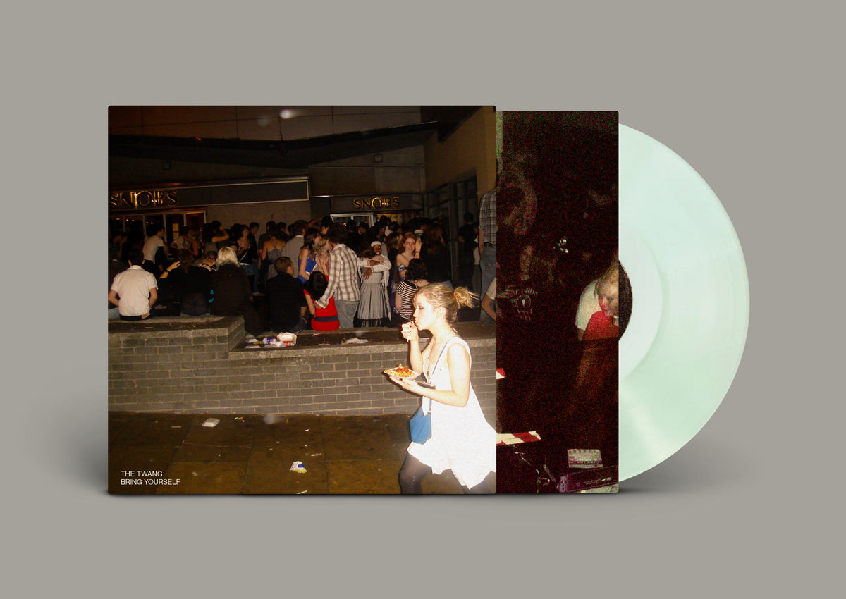Vinyl record of The Twang’s “Bring Yourself” with a crowd scene cover.