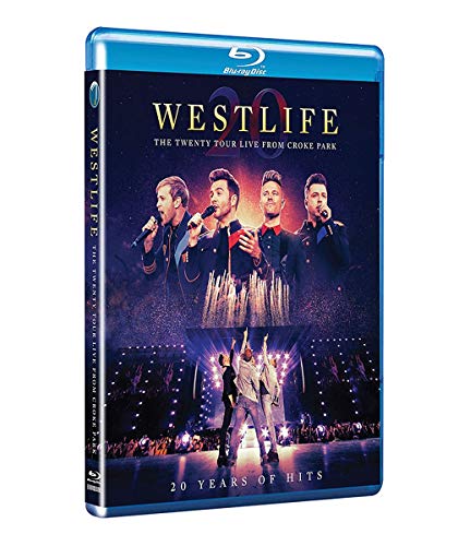 Blu-ray cover featuring the four members of Westlife performing on a concert stage.