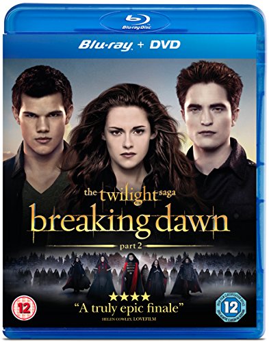 Blue Blu-ray case with "The Twilight Saga: Breaking Dawn Part 2" cover art featuring three characters.