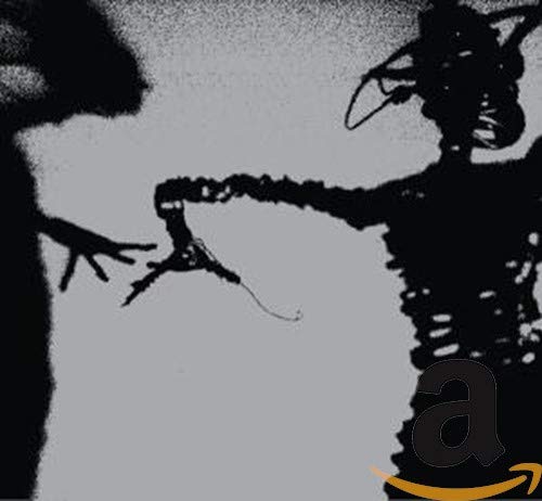 Black and white album cover with shadowy figures and an Amazon logo.