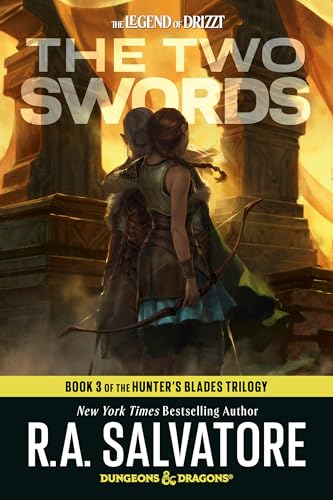Book cover featuring two figures with swords and a bow, fantasy art.