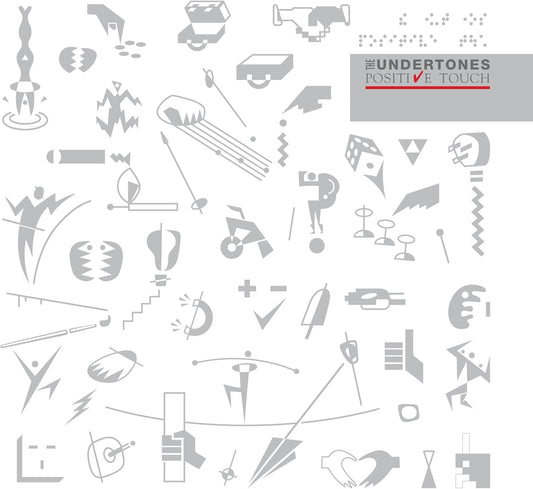 CD cover for The Undertones’ “Positive Touch” with abstract white designs.